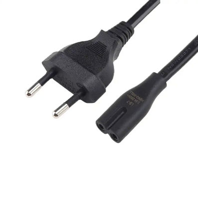 Corde électrique CE Euro, VDE 2.5A 250V 2 broches IEC C7 Corde électrique CA