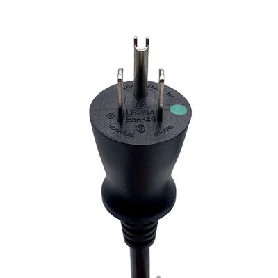 3 broches de câble d'alimentation américain NEMA 5-15P à IEC C13 Green Dot US