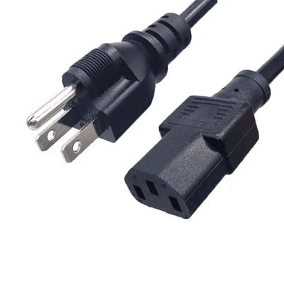 Le câble d' alimentation en PVC 3 broches japonais, IEC 320 C13 Cordon d' alimentation en courant alternatif 1,8 m Noir sur mesure