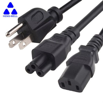 UL 3 Wire USA Cable d'alimentation électrique 18AWG NEMA 5-15p à IEC C13 câble pour ordinateur portable