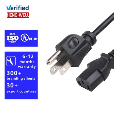 3 broches 15A 125V câble d'alimentation UL